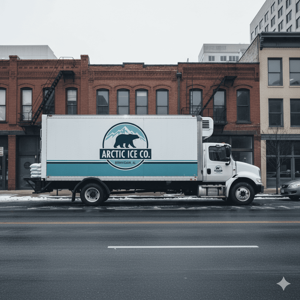 Arctic Ice Co delivery truck in Alabama