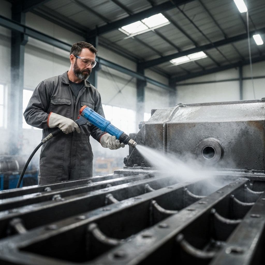 Dry ice blasting equipment in action