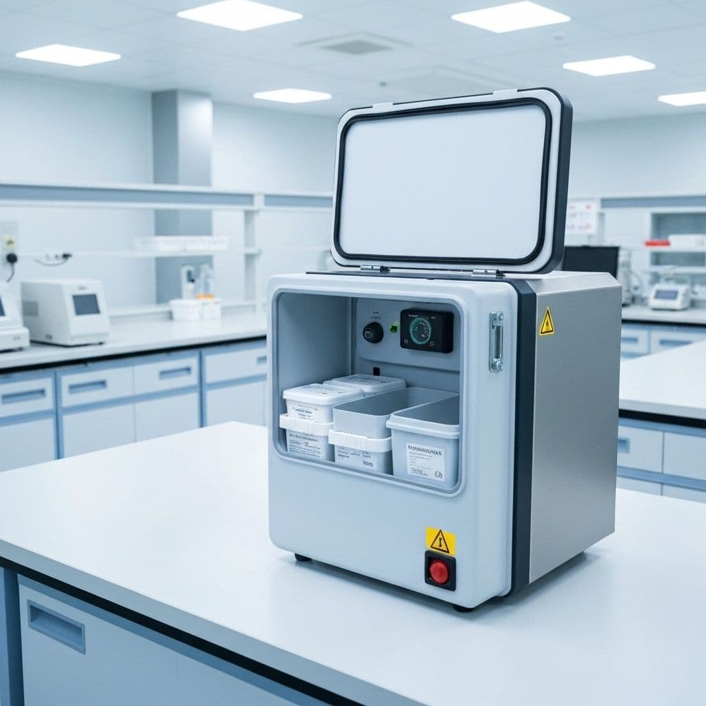 Medical transport cooler with dry ice